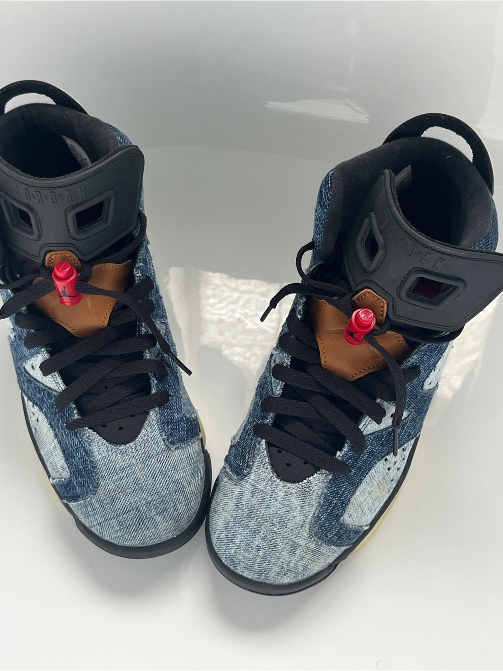 Jordan Kids' Denim Patchwork Sneakers - Black/Blue/Red